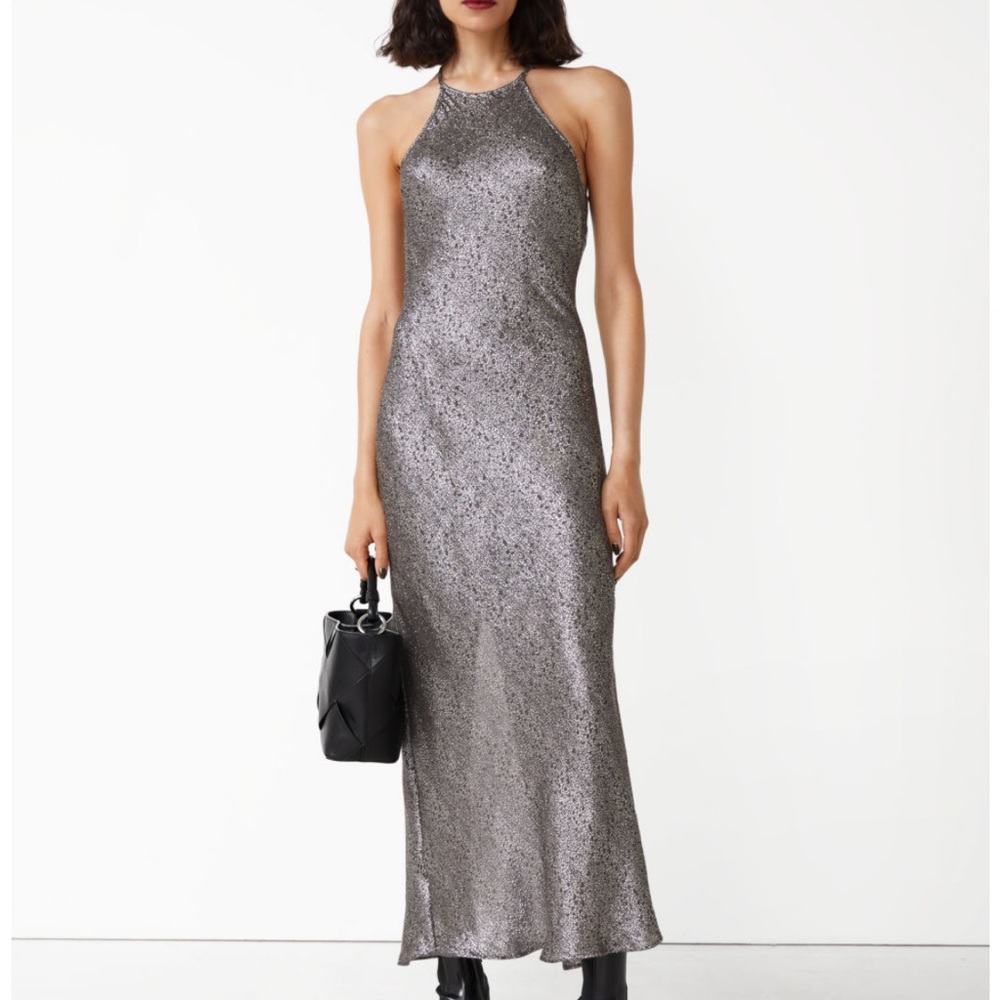 Metallic Silk Blend Maxi Dress